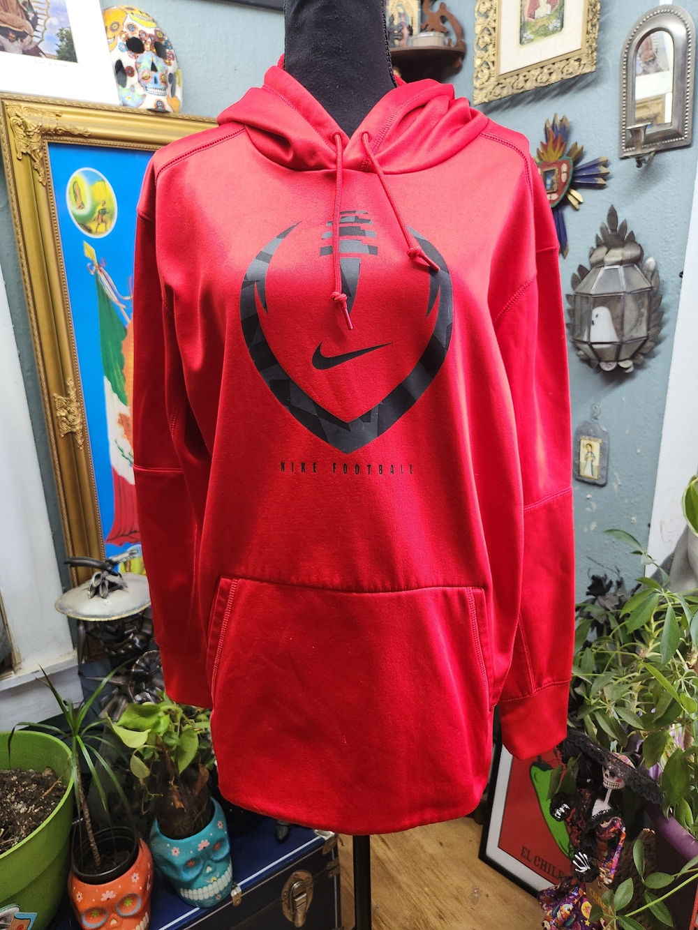 Nike Football Red Hoodie with Black Football Logo
